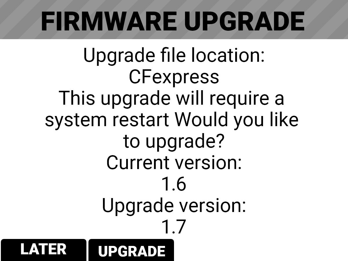 Firmware Update Message Upgrading the Firmware